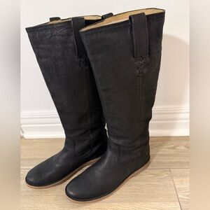 Frye Celia X-Stitch Black Leather Boots